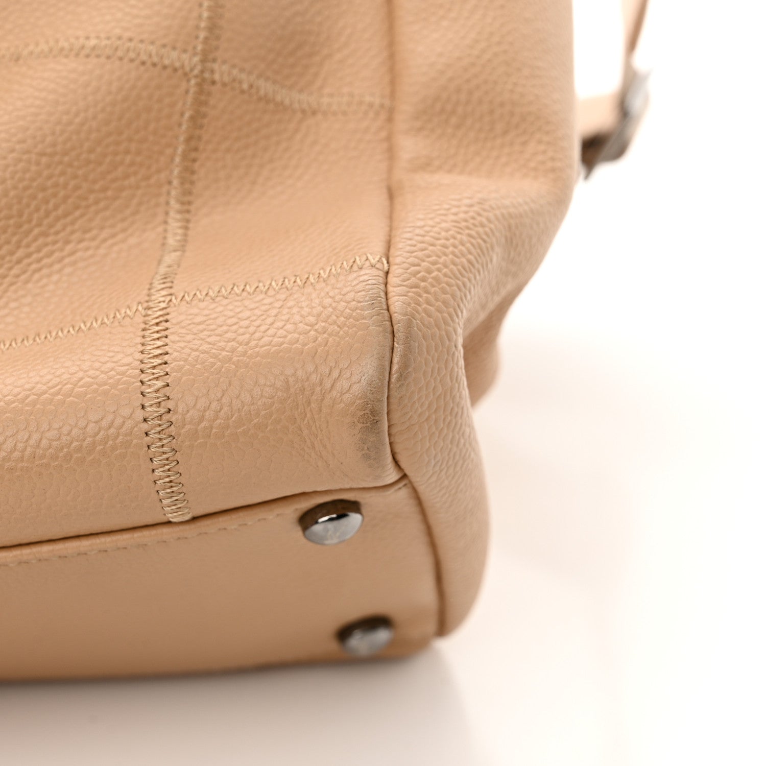 Chanel Caviar Square Stitched Large Tote Beige 18 of 19