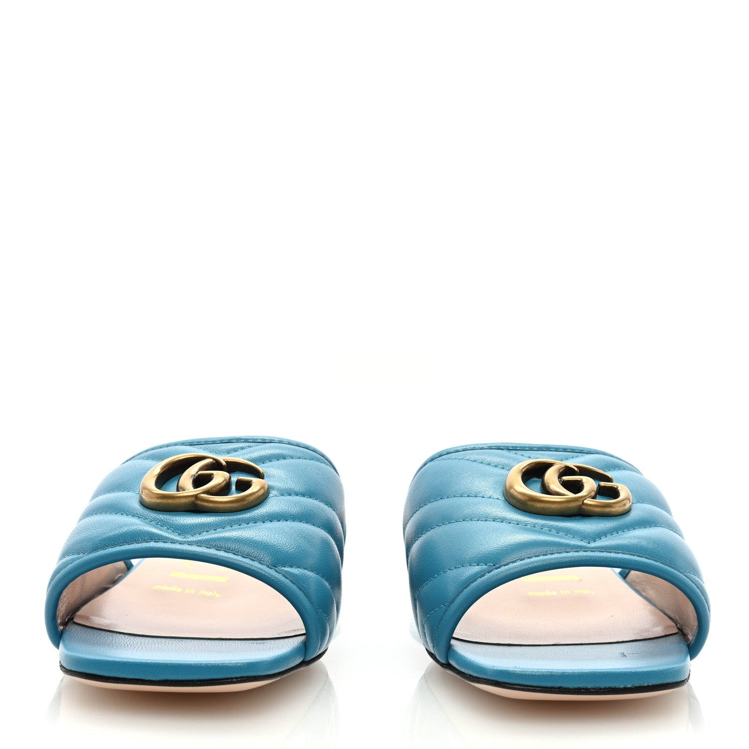 Gucci Nappa Matelasse GG Marmont Flat Slide Sandals 36.5 Light Blue Canvas 2 of 9