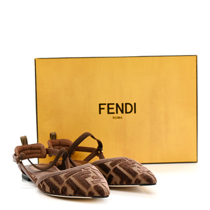 Fendi Tessuto Velluto FF Tapestry Colibri Lite Slingback Ballerina Flats 36.5 Chocolate Gianduia Cioccolato 11 of 11