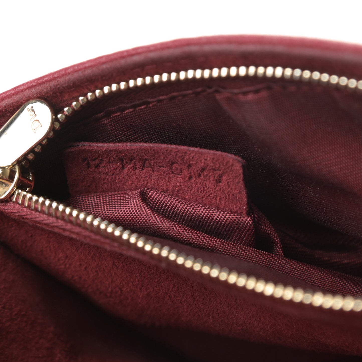 Grained Calfskin Diorama Wallet on Chain Pouch Burgundy