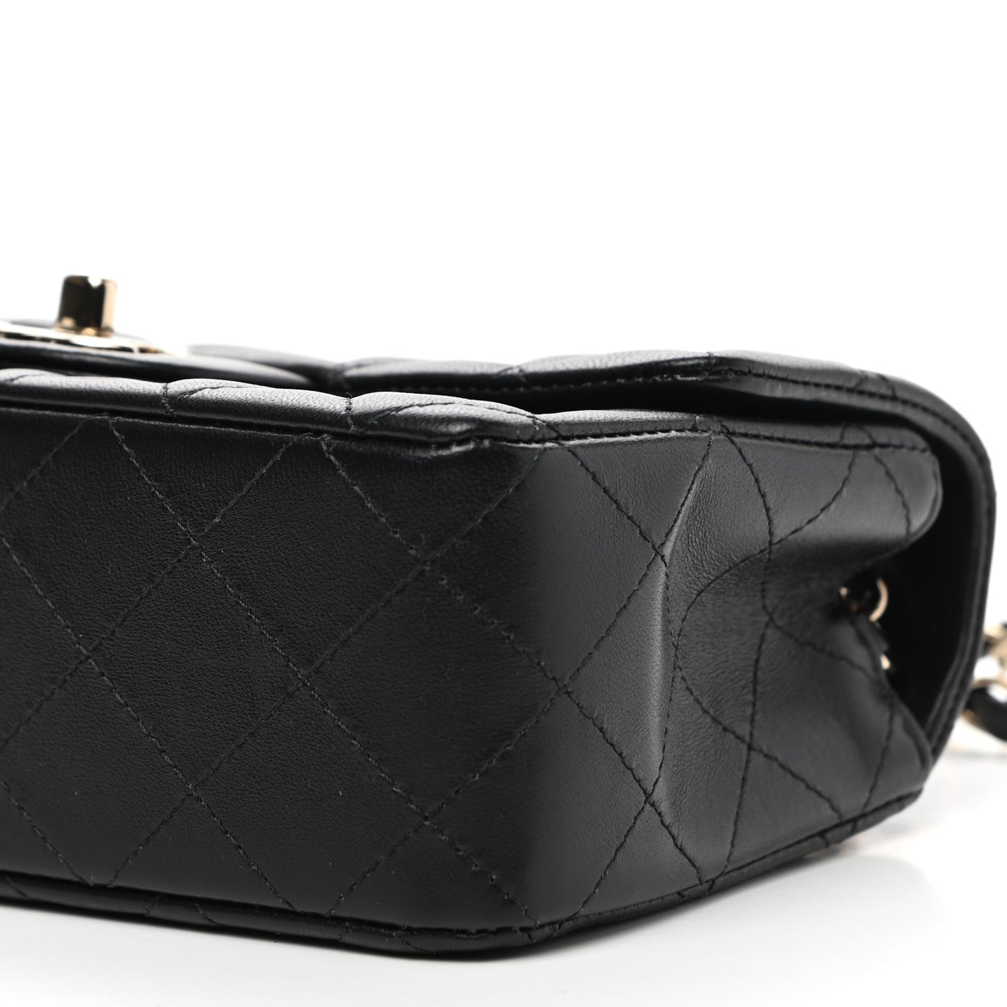 Lambskin Quilted Mini Rectangular Flap Black