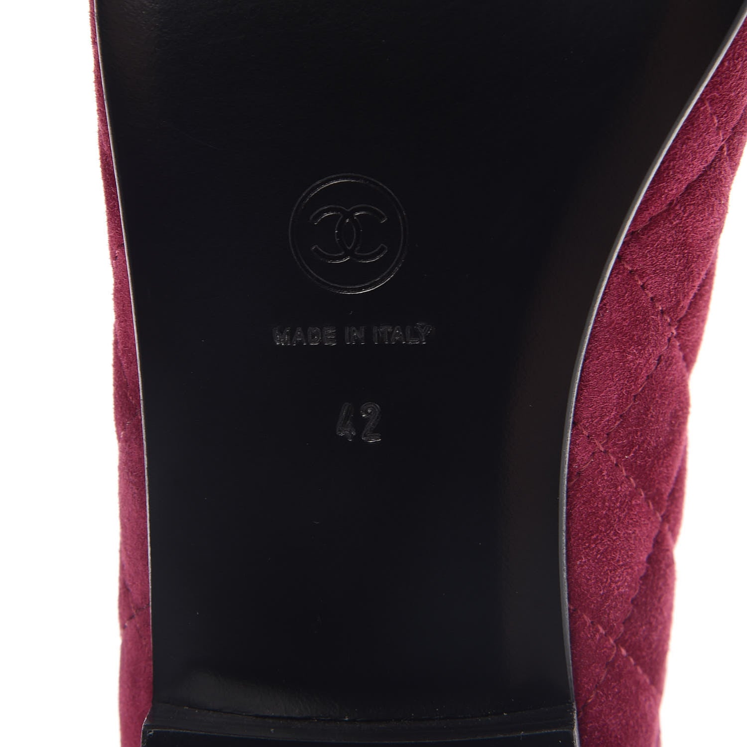 Chanel Suede Calfskin Quilted Cap Toe CC Ballerina Flats 42 Dark Pink 6 of 9