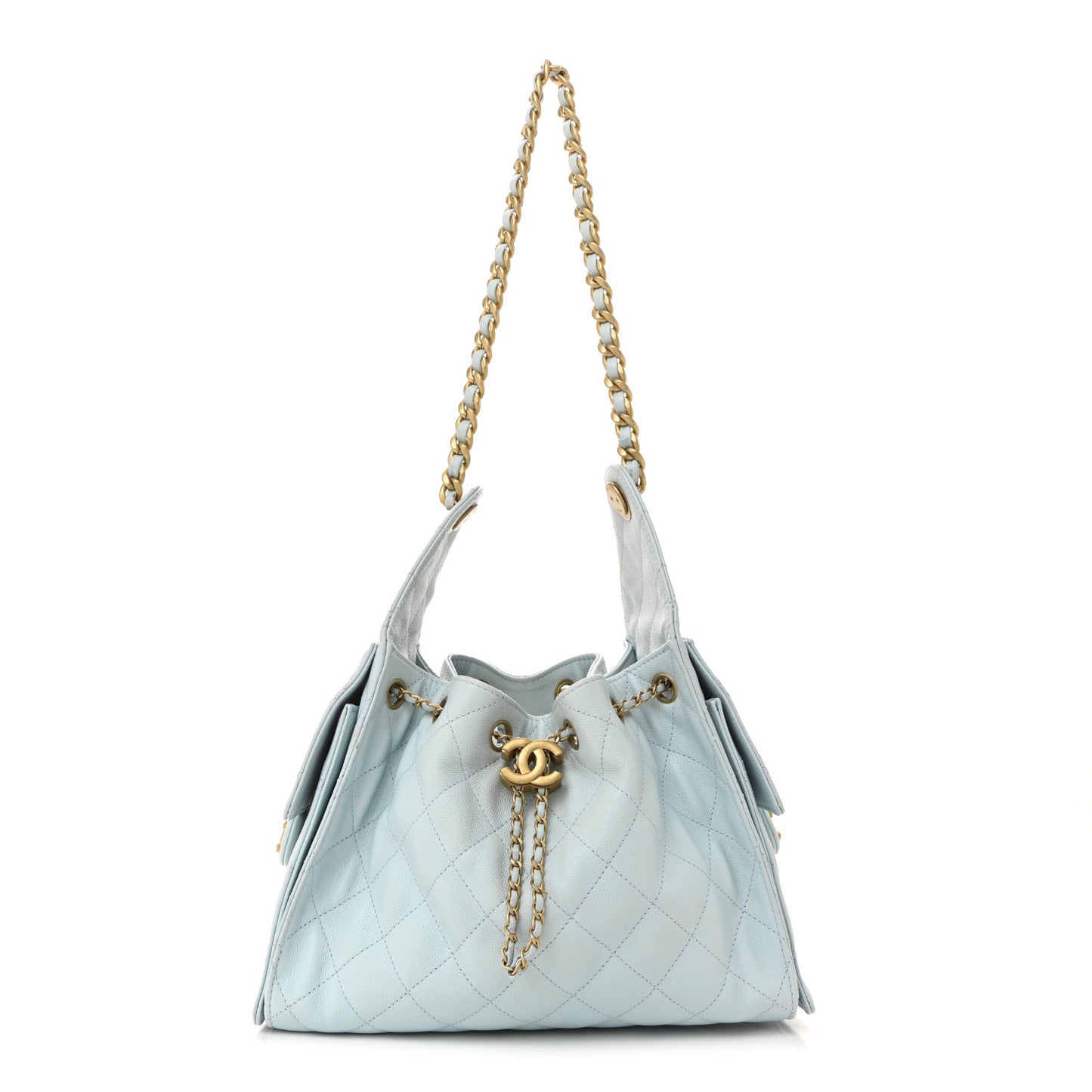Caviar Quilted Small Chanel 25 Handbag Light Blue