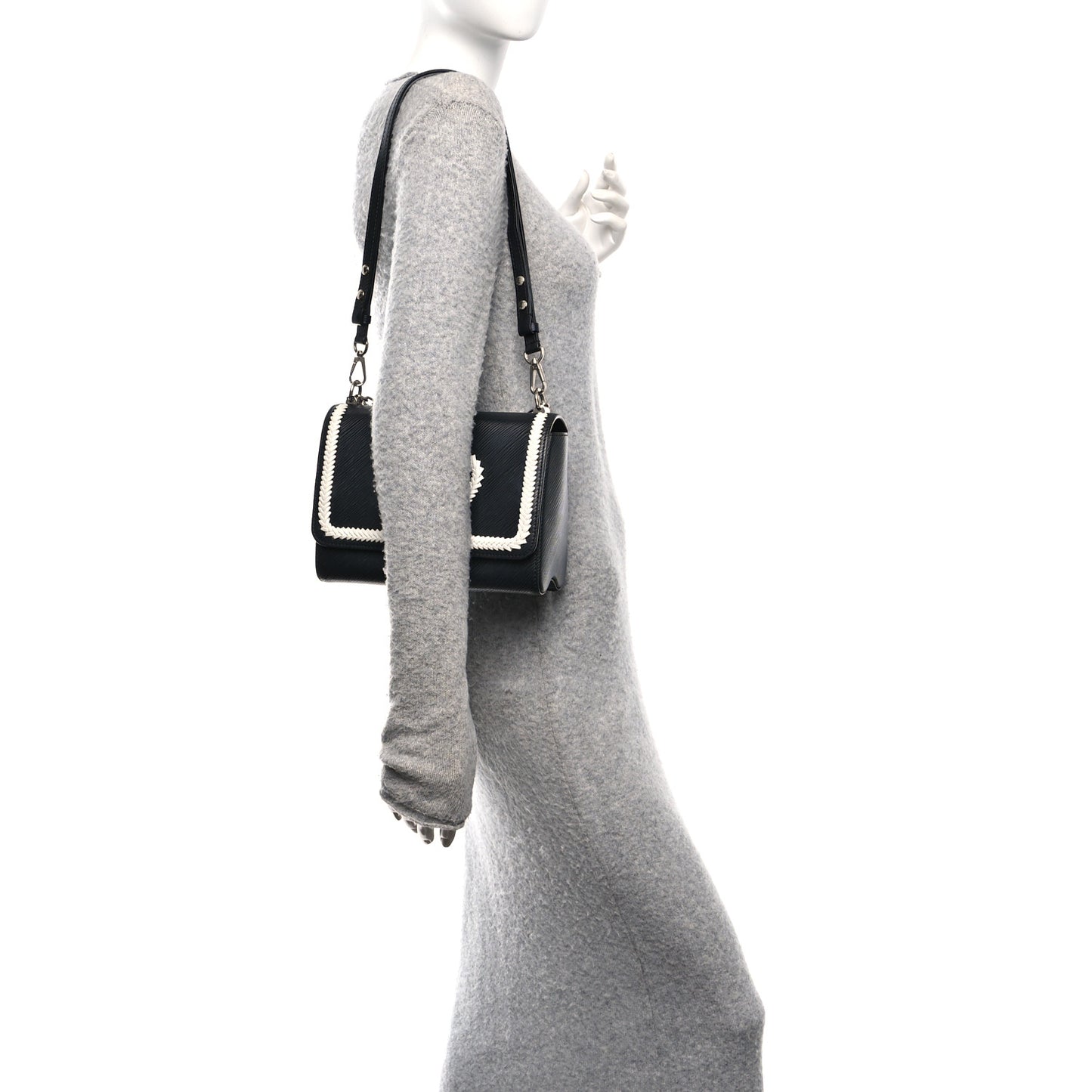 Epi Whipstitch Heart Twist Shoulder Bag MM Black