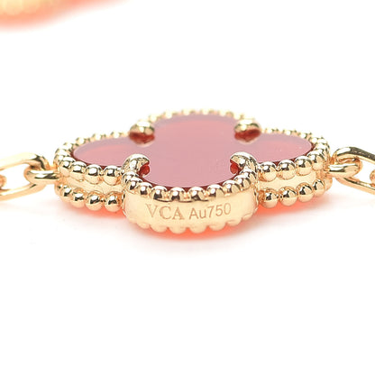 Van Cleef & Arpels 18K Yellow Gold Carnelian 10 Motifs Vintage Alhambra Necklace 6 of 6