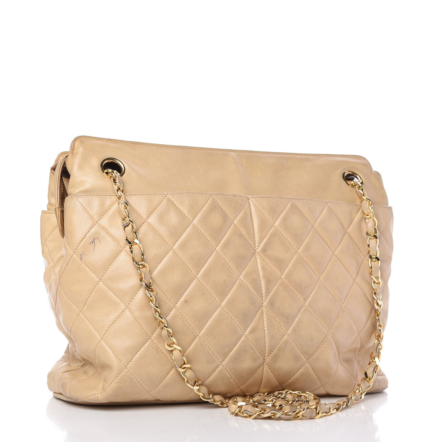 Lambskin Quilted Shoulder Bag Beige