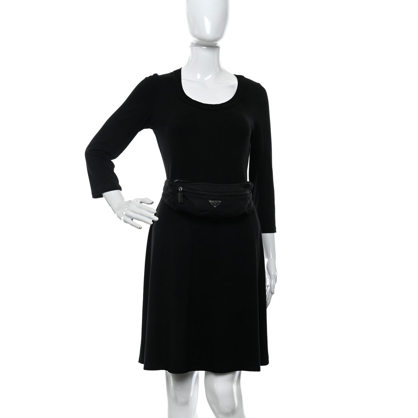Tessuto Nylon Double Pocket Belt Bag Black