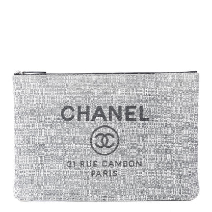 Chanel Canvas Large Deauville Pouch Grey 1 of 8