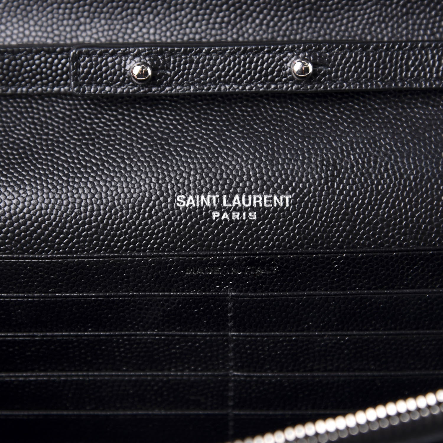 Saint Laurent Grain De Poudre Matelasse Chevron Monogram Chain Wallet Black 8 of 11