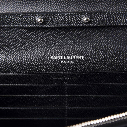 Saint Laurent Grain De Poudre Matelasse Chevron Monogram Chain Wallet Black 8 of 11