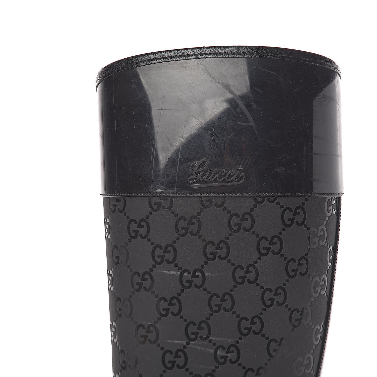 Gucci Rubber Monogram Knee High Rain Boots 37 Black 7 of 12