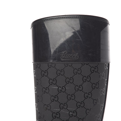 Gucci Rubber Monogram Knee High Rain Boots 37 Black 7 of 12