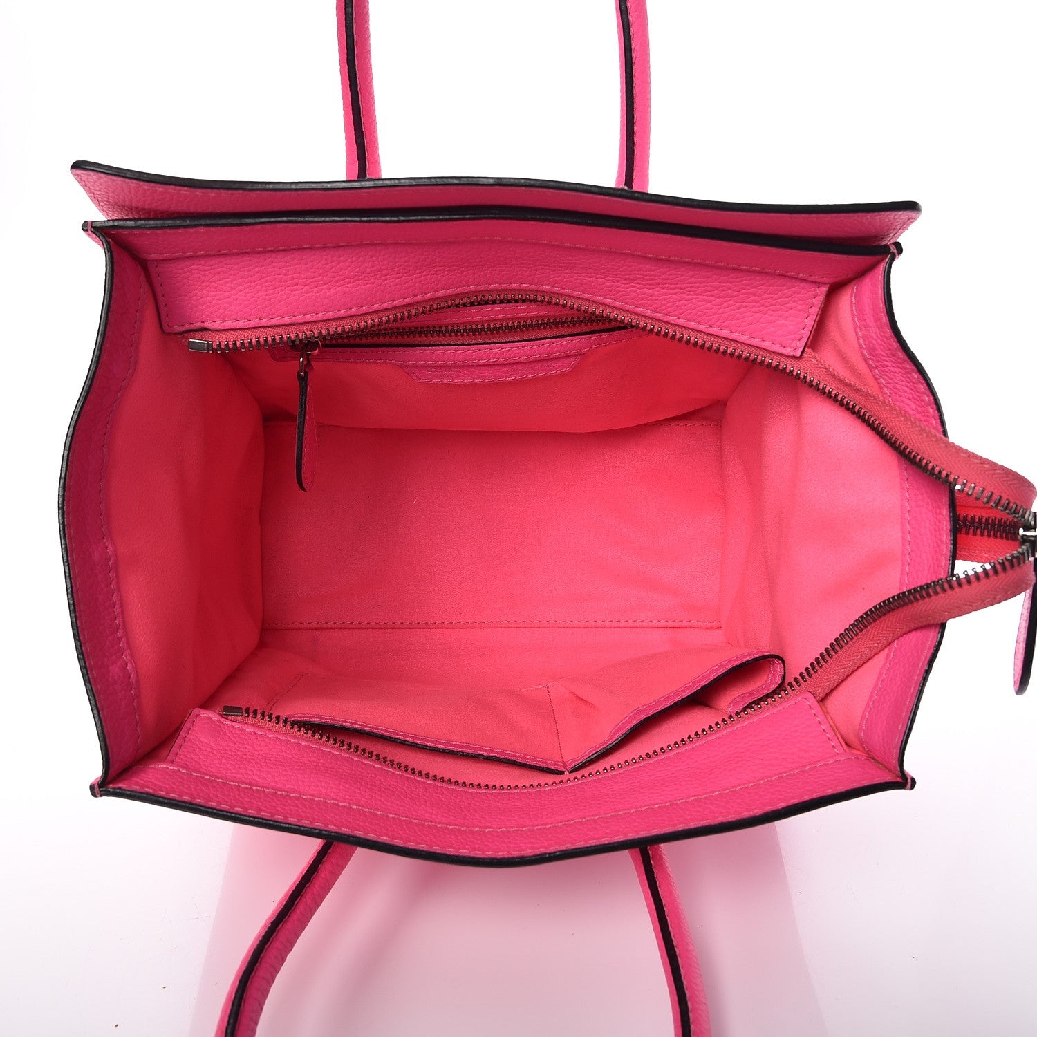 Celine Drummed Calfskin Micro Luggage Fluo Pink 5 of 14