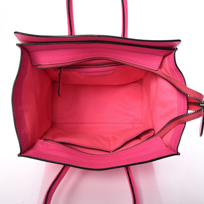 Celine Drummed Calfskin Micro Luggage Fluo Pink 5 of 14
