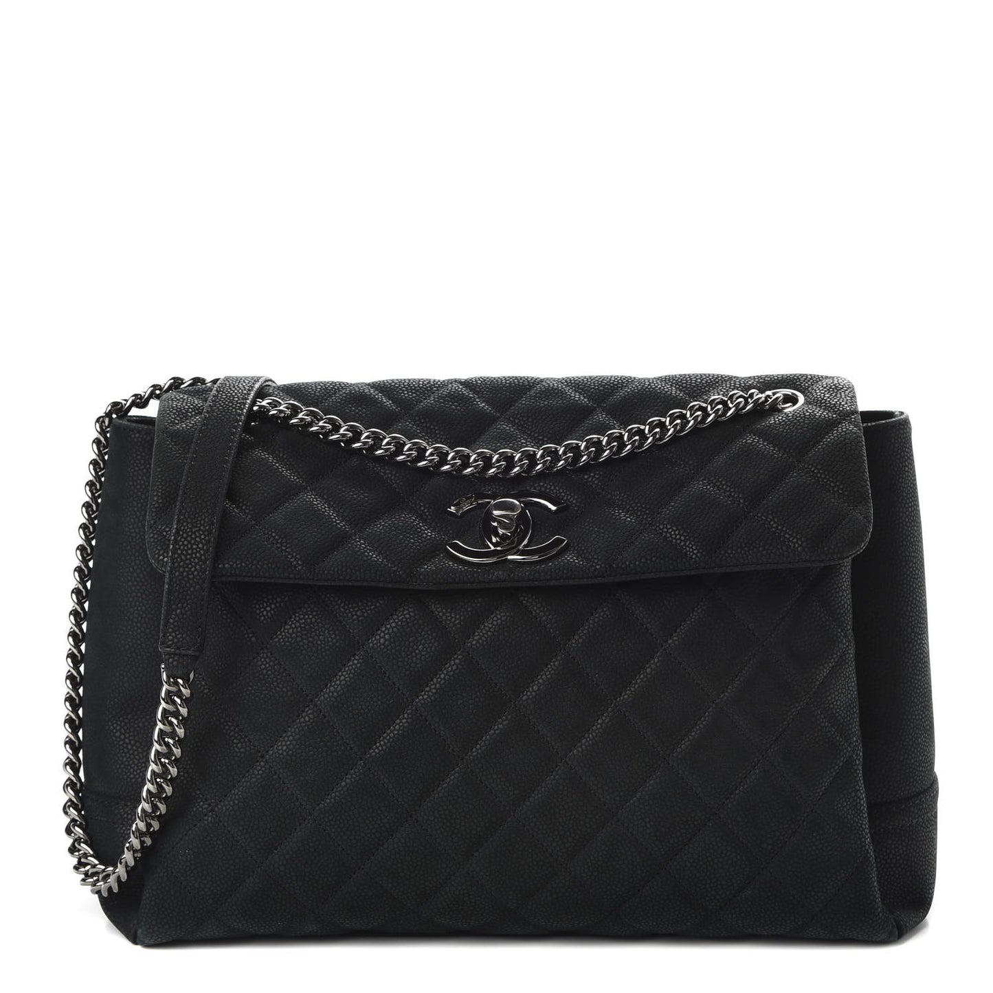 Iridescent Caviar Medium Lady Pearly Flap Black