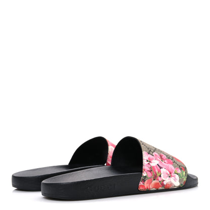Gucci GG Supreme Monogram Blooms Slide Sandals 38 Beige Multicolor 5 of 11