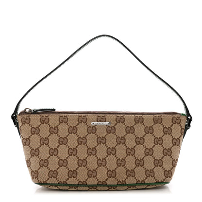 Gucci Monogram Web Boat Pochette Green 1 of 12