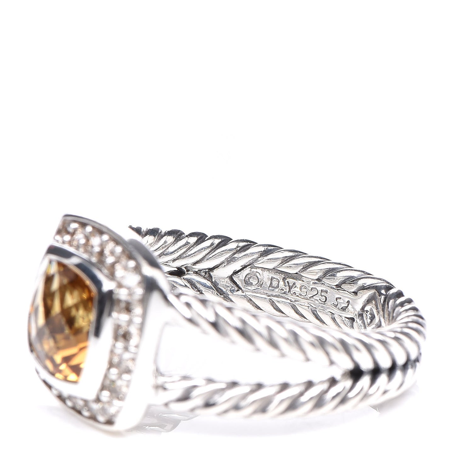 Sterling Silver Diamond Citrine 7mm Petite Albion Ring 52 6