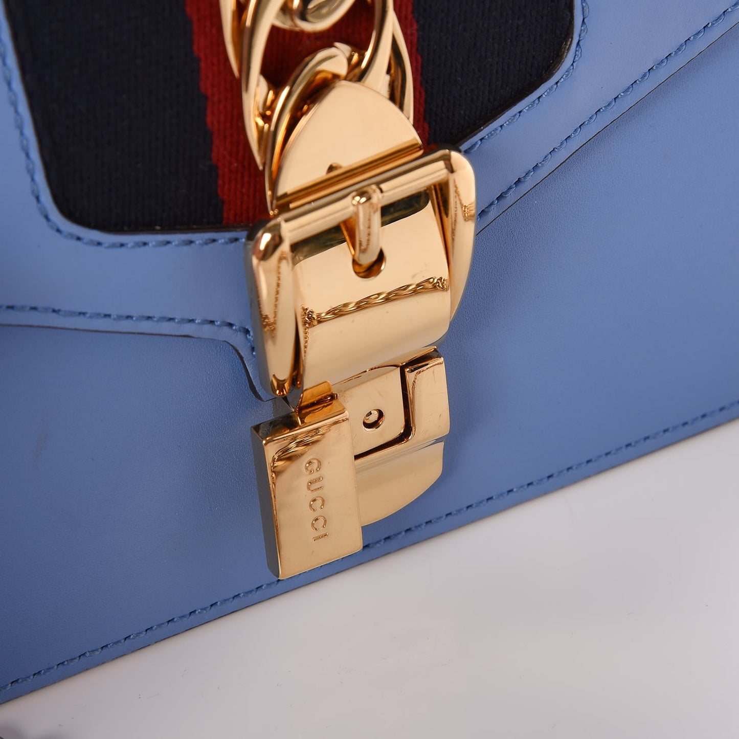 Calfskin Mini Sylvie Chain Shoulder Bag Clear Sky Blue