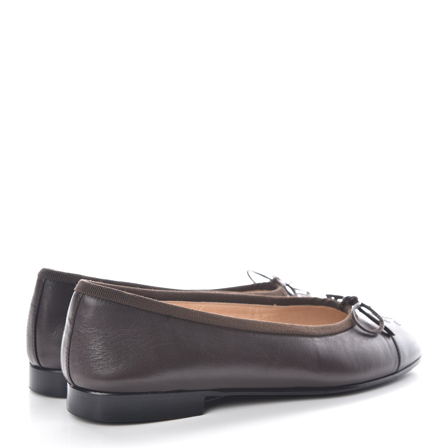 Chanel Lambskin CC Cap Toe Ballerina Flats 36 Brown Black 4 of 12