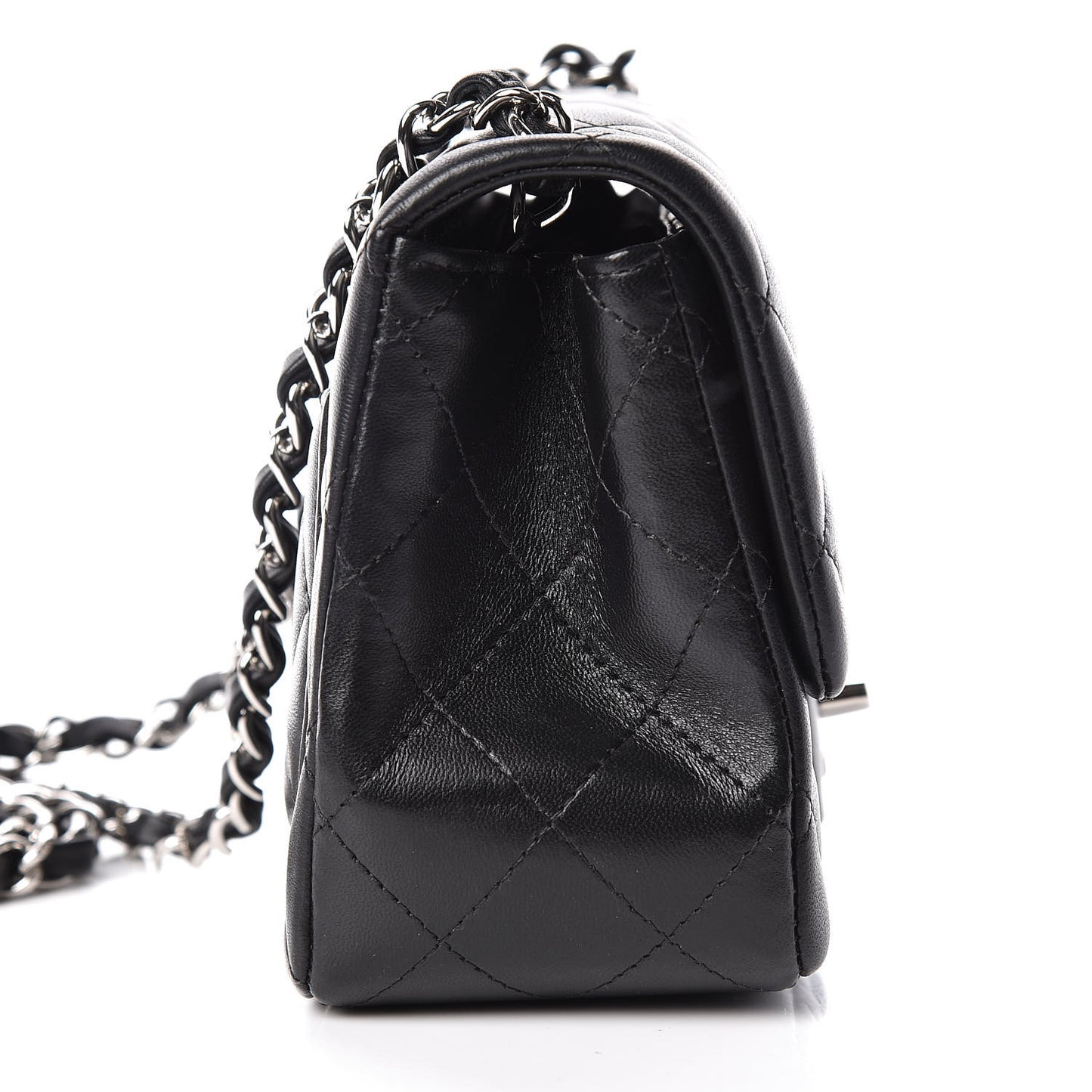 Lambskin Quilted Mini Square Flap Black