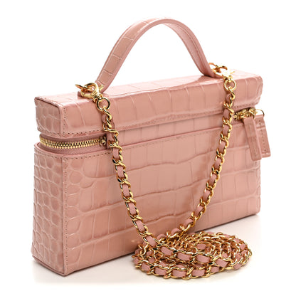 Chanel Calfskin Crocodile Embossed Crococo Exoticoco Vanity With Chain  Light Pink 3 of 11