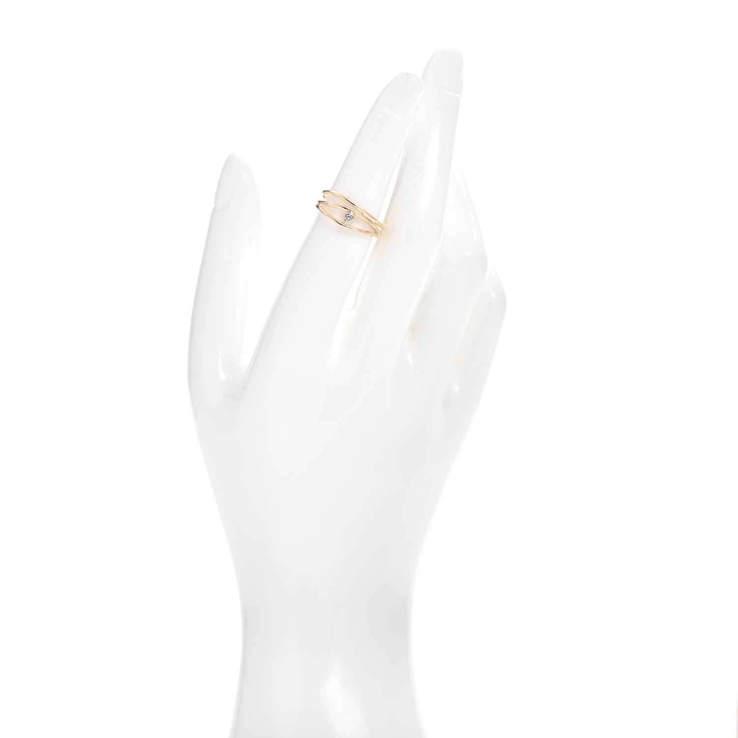 Tiffany 18K Yellow Gold Diamond Elsa Peretti 3 Row Wave Ring 50 5.5 2 of 5