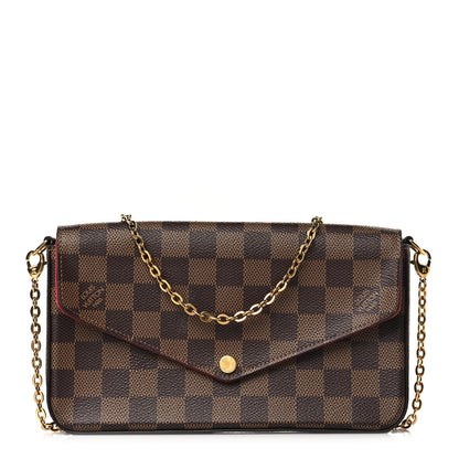 Louis Vuitton Damier Ebene Pochette Felicie Chain Wallet 1 of 9