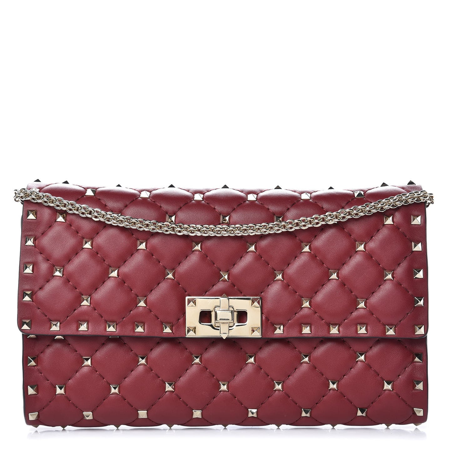 Nappa Rockstud Spike Wallet on Chain Rubino