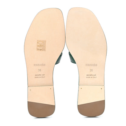 Hermes Calfskin Oran Sandals 36 Vert Electrique 5 of 8