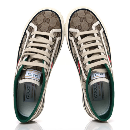 Gucci GG Monogram Web Womens 1977 Tennis Sneakers 37 Beige Ebony Mystic White 2 of 10