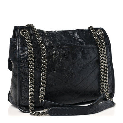 Saint Laurent Crinkled Calfskin Matelasse Monogram Medium Niki Chain Satchel Storm 3 of 9