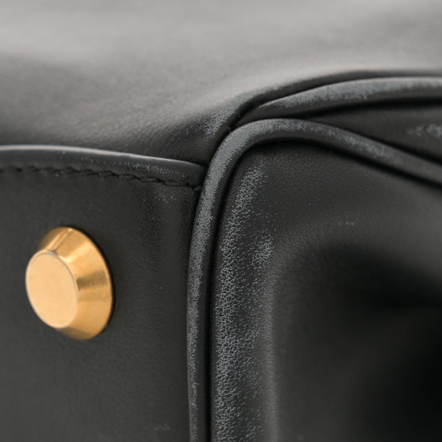 Natural Smooth Calfskin Small Rodeo Top Handle Handbag Black