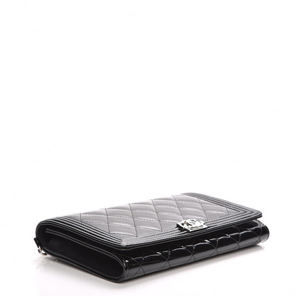 Chanel Patent Calfskin Quilted Boy Wallet on Removable Chain Black 4 of 11