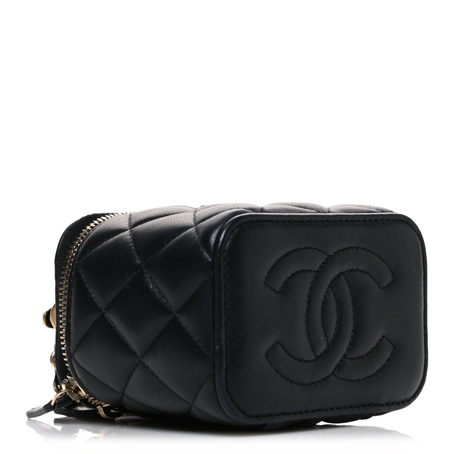 Chanel Lambskin Quilted Metal Mini Top Handle Vanity Case With Chain Black 3 of 10