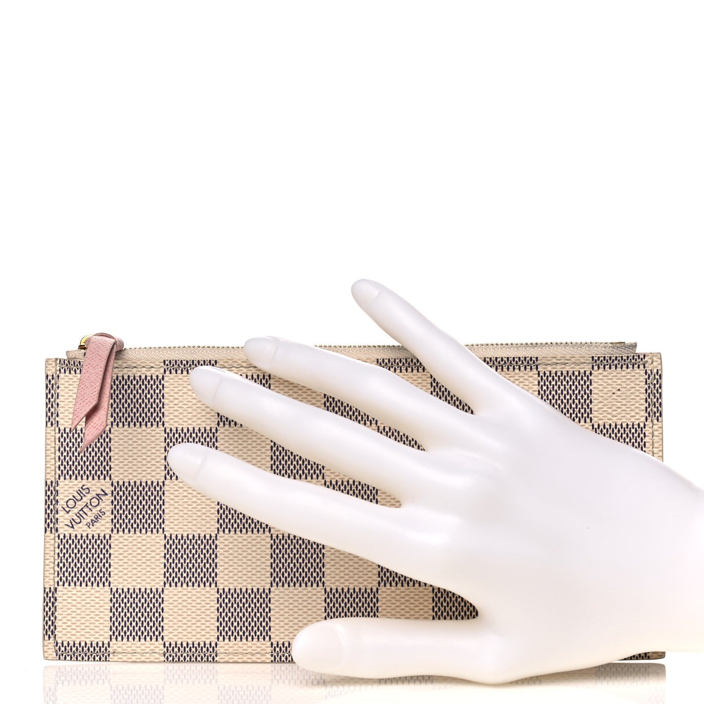 Damier Azur Felicie Chain Wallet Zippered Insert Rose Ballerine