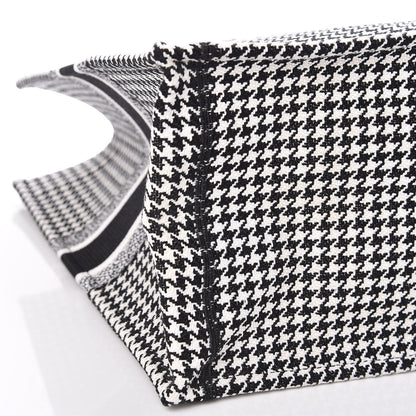 Christian Dior Canvas Houndstooth Embroidered Book Tote Black White 9 of 10