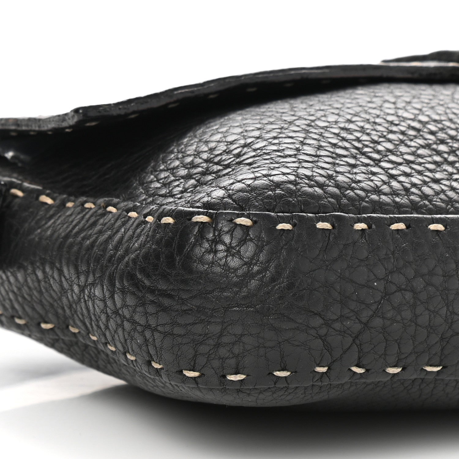 Fendi Calfskin Romano Selleria Baguette Black 5 of 13