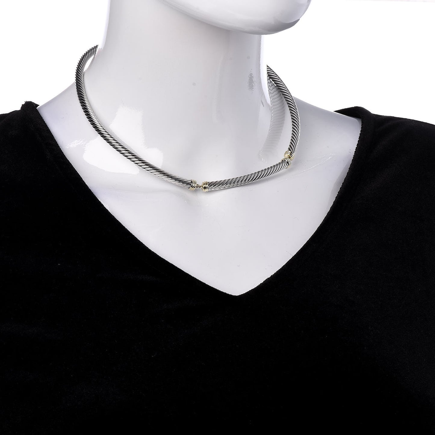 Sterling Silver 14K Yellow Gold 5mm Cable Choker Necklace