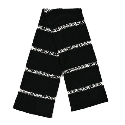 Chanel Cashmere Silk CC Logo Stole Grey White 2 of 3