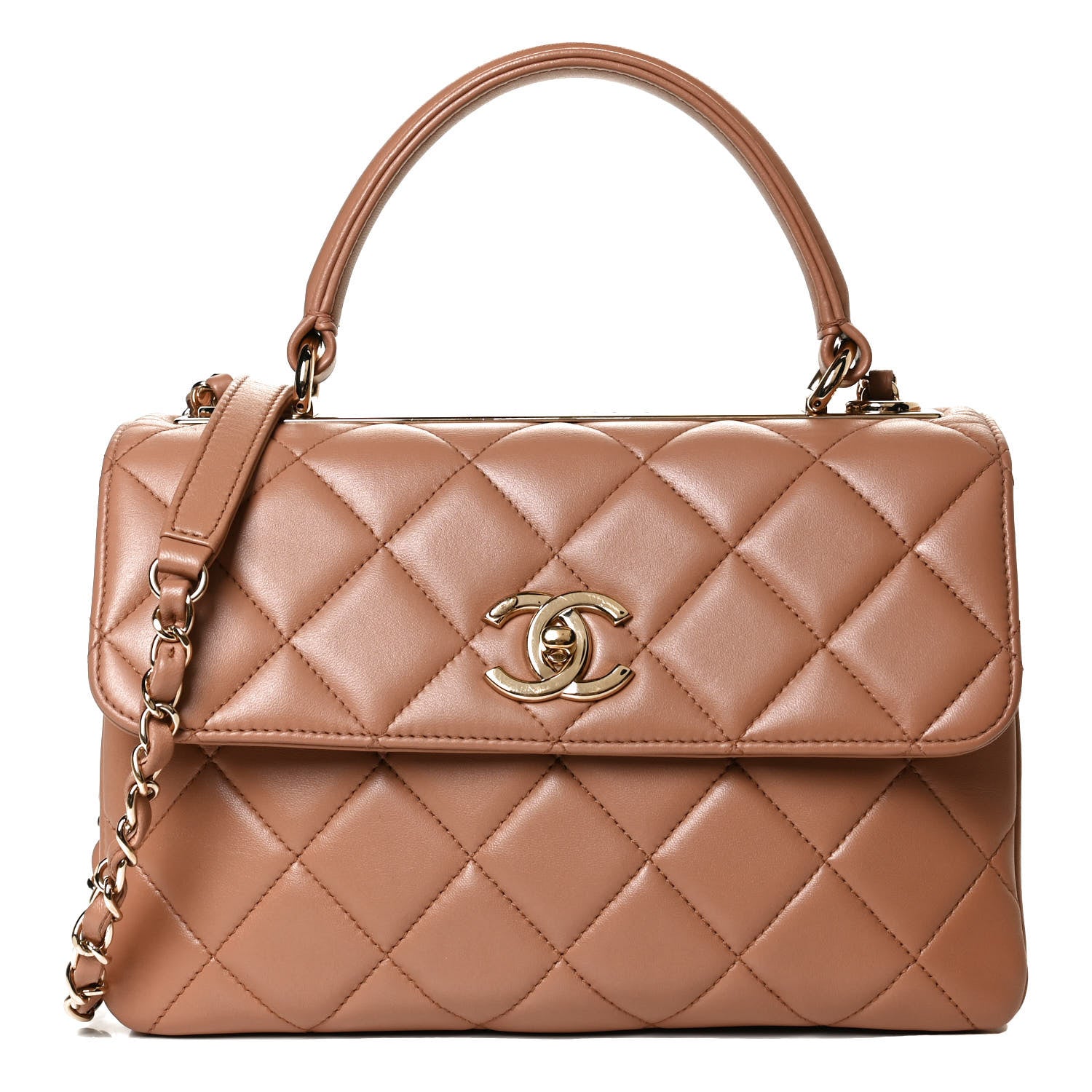 Chanel Lambskin Quilted Small Trendy CC Flap Dual Handle Bag Camel 1 of 10