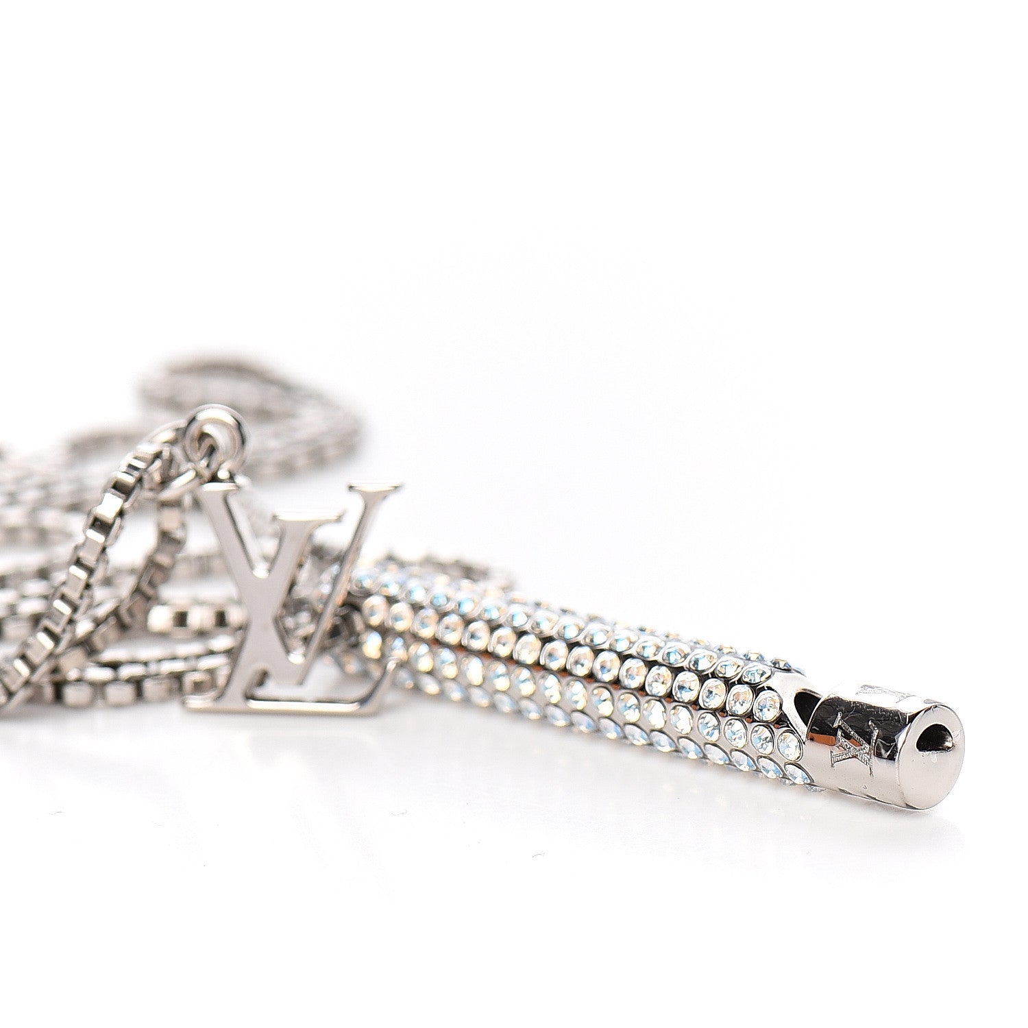 Louis Vuitton LV Whistle Chain Pendant Necklace Silver 7 of 8
