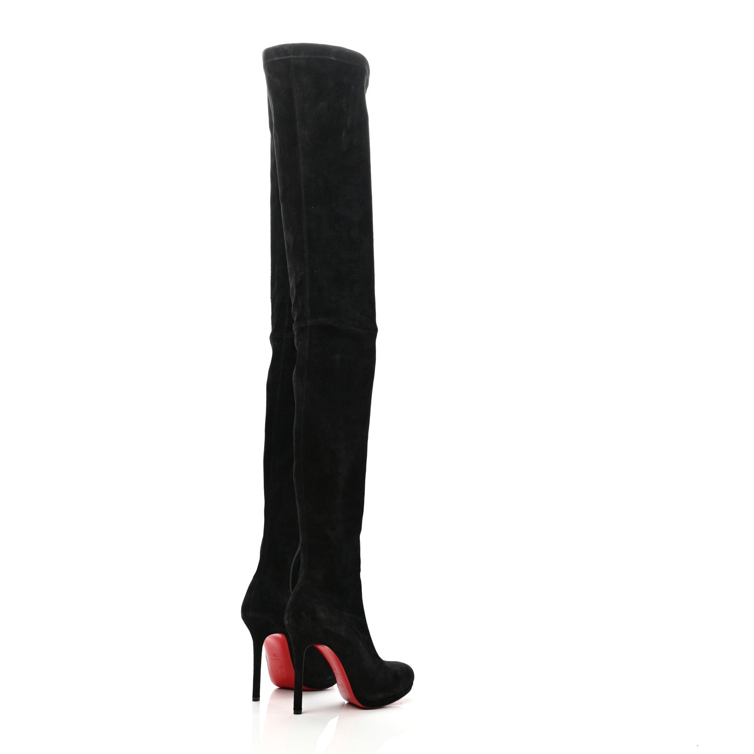 Christian Louboutin Suede Calfskin Louise XI 120 Thigh High Boots 36 Black 4 of 7