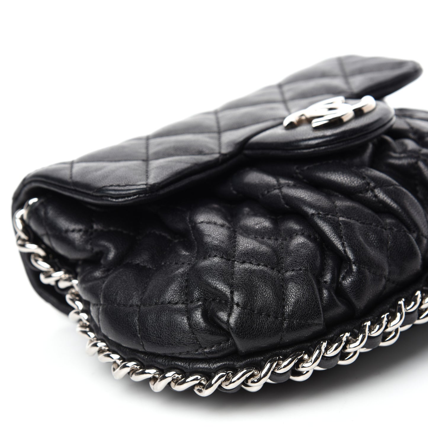 Washed Lambskin Mini Chain Around Messenger Black