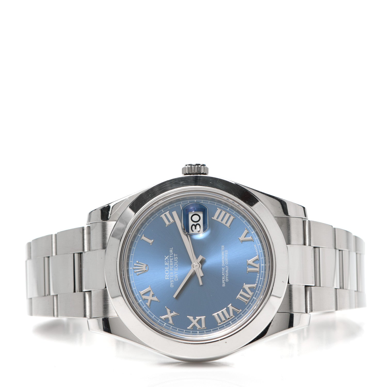 Rolex Stainless Steel 41mm Oyster Perpetual Datejust Watch Azzurro Blue Roman 126300 2 of 6