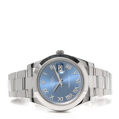 Rolex Stainless Steel 41mm Oyster Perpetual Datejust Watch Azzurro Blue Roman 126300 2 of 6