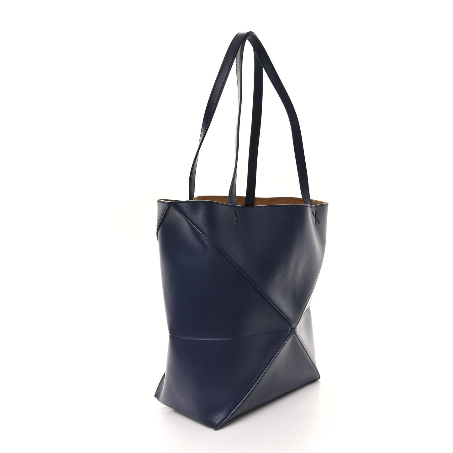 Shiny Calfskin Medium Puzzle Fold Tote Marine
