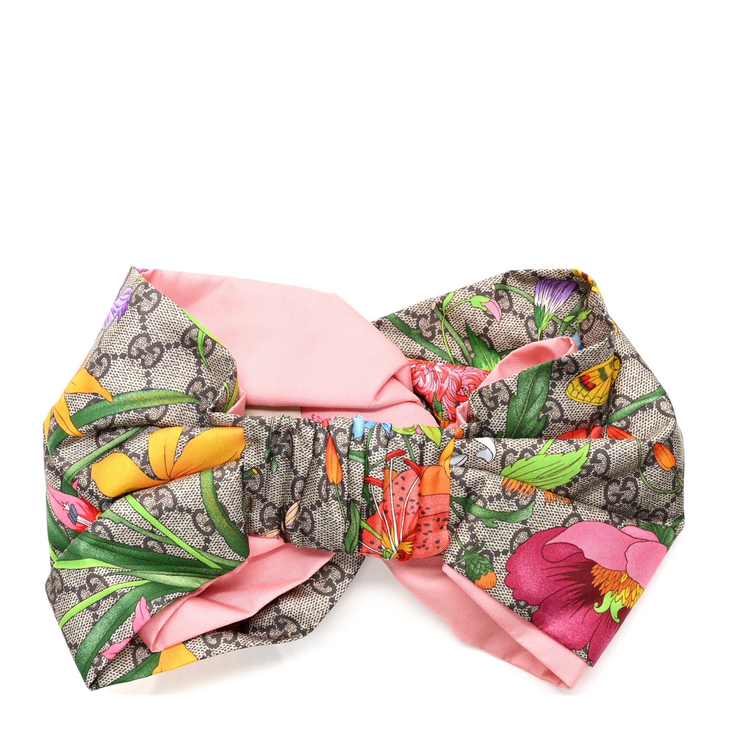 Gucci Silk Monogram Flora Print Headband M Pink 3 of 5