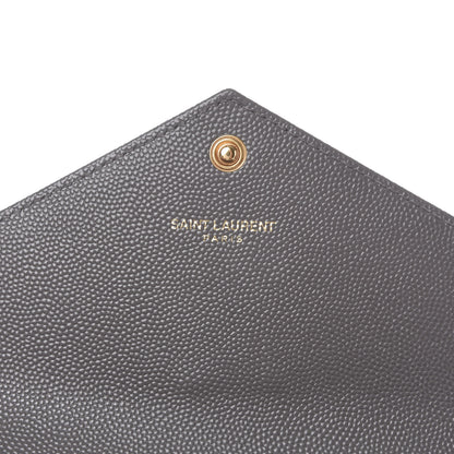 Saint Laurent Grain De Poudre Matelasse Chevron Monogram Flap Wallet Fog 6 of 9