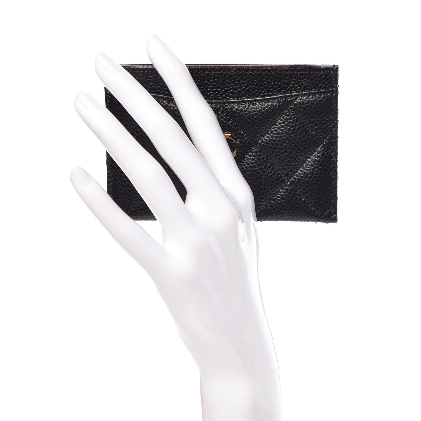 Caviar Quilted Card Holder Black
